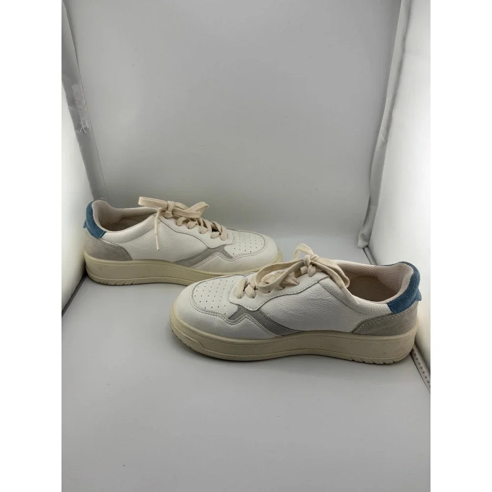 Steve Madden White Leather Suede Low Top Platform Sneakers Made in Italy Size 6